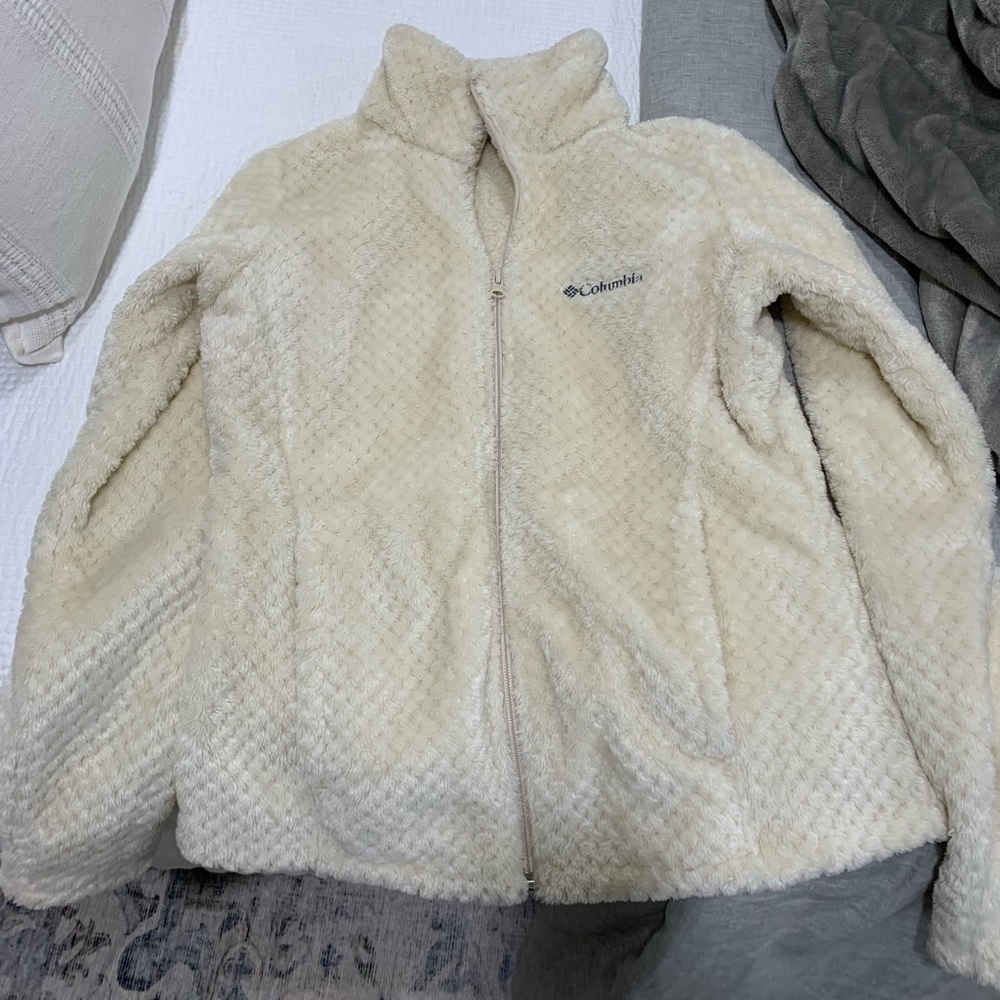 Texture Fuzzy Columbia Full Zip Jacket